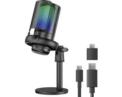 Nuvance - Microphone USB avec support - pour PC et Gaming - avec filtre anti-bruit - Microphone de diffusion - RVB