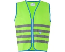 Wowow Veiligheidshesje kind met rits EN 1150 - Fun Fietsjas - Maat M  - Unisex - groen/blauw/zilver