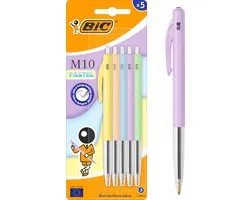 BIC M10 Original Pastel - Stylos-bille - Stylo - Rétractable - Stylo-bille - Stylos - 5 Pièces