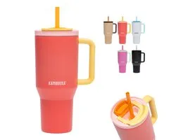 Kambukka Rio - Tumbler 950ml - Pink Papaya waterfles met Telescopisch rietje - Lek proof - BPA vrij