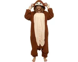 KIMU Onesie Monkey Suit - Taille L-XL - Costume de Singe Costume de Singe Costume de Chimpanzé Marron - Combinaison Jungle Costume de Maison Costume Animal Pyjama Femme Homme Carnaval Costume de Carnaval