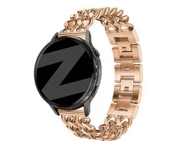 Bracelet métallique Bandz 'Double Chains' compatible avec Samsung Galaxy Watch 7 (40/44mm) / Galaxy Watch 6 (Classic) / Watch 5 (Pro) / Watch 4 / Watch 3 / Watch FE / Polar Ignite 3-2 / Pacer / Unite / Huawei GT3 - GT2 / Amazfit GTS 4-3-2 (Or rose)