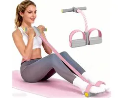 Elastische Buikspiertrainer - Buikspierwiel Met Handvat En Pedaal - Ab Trainer - Ab Roller - Ab Wheel - Resistance Fitness Weerstand Pedaal Band - Total Abs - Weerstandselastiek - Workout Apparatuur - voor fitness, afvallen, training, yoga - Roze