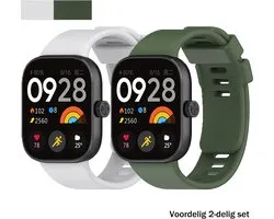Stravo 2-Pack Smartwatch bandjes – Comfortabele Siliconen bandje met Druksluiting – Geschikt voor Redmi Watch 4 / 5 / 6, Xiaomi Smart band 8 Pro (Xiaomi Mi band 8 Pro) / Xiaomi Smart band 9 Pro (Xiaomi Mi band 9 Pro) – Groen + Grijs