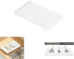 Dish Drain Board - Dish Drying Mat - Kitchen Utility Draining Board - Dish Drying Rack Tray - Hygienic Drying Pad - Barmat - Vaat Afwas mat - Accessoires voor Aanrecht - Rigid Drainboard - Dish Drainer Tray - wit