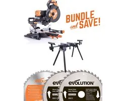 Evolution - Combopack R255SMS-DB+ + Lame De Scie Multi + Support D'onglet - Dia 255 Mm - 2000W - 25KG