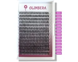 Olimbera DIY Lash Clusters Collection | Velvet Volume 40D | 280 Cluster Lashes | D-Krul 8-16mm | Premium Nepwimpers Mix Tray