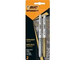 BIC Intensity Metallic Permanent Markers - Zilver en Goud - Pak van 2 Stuks
