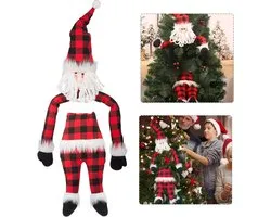Sapin de Noël en peluche - Décorations de Noël - Père Noël pour cimier - Modèle à deux couteaux - Bras articulés - Décoration réaliste - Articles de fête sur le thème de l'hiver