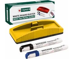 YAJNAS Premium Magnetische White Board Duster met 2 Marker | | Whiteboard Eraser voor het wissen van White Board Marker of Krijtbord Schrijven | Schoolbord Duster (diverse kleuren) (Combo Pack van 3