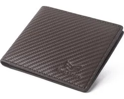 Royal Bagger Echt Koe Lederen Mannen Korte Portemonnee Carbon Fiber Rfid Blok Koeienhuid Portefeuilles Visitekaarthouder Portemonnee (Koffie)