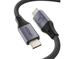 Câble USB C Voomy 100 W - USB C vers USB C - 2 mètres - USB 3.2 - 20 Gbps - 4K Ultra HD - Câble de charge, chargeur rapide et câble de données - Convient pour Samsung Galaxy / MacBook / iPad Pro / iPhone 15 - Câble tressé