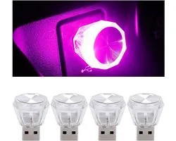 Sander Shop 4 pièces USB LED Angel Eye Crystal Ambiance Light, Adaptation Voiture Atmosphère Lumière, LED Lumière Colorée Intérieur Voiture Ambiance Atmosphère Lights, Accessoires Décoration Voiture Universels (Violet)