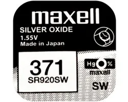 Maxell 371 / SR920SW zilveroxide knoopcel horlogebatterij