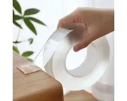 Ruban adhésif double face Nano - 3 mètres x 3 cm x 2 mm - Ruban de montage - Bricolage - Étanche et réutilisable - Tape transparent Extra résistant - PET