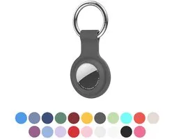 JUALL AirTag Porte-clés - AirTag Hanger - AirTag Case - Convient pour Apple AirTag - Siliconen Grijs