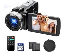 4K Camcorder - Videocamera met 42MP - Vlog camera - Videocamera Full HD - 18x Digitale Zoom - 3,0 Inch 270° Draaibaar Scherm - 32GB SD - Met 2 Batterijen en Afstandsbediening