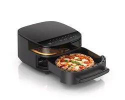 Seeger SpaceFry Friteuse à air chaud XXL - 6L - Pizza jusqu'à 28 cm - 11 programmes - Sans PFAS - Pour 6 personnes - Fenêtre de visualisation - 80-230 °C