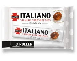 Italiano Salmiak Dropsnoepjes - 99 gram - 24 x 3 rollen