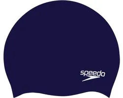 Speedo Plain Moulded Silicone Junior Badmuts Kind - Voorgevormde Zwemmuts Kinderen met 3D Design - Trekt niet aan het Haar - Beschermt tegen Chloor - Marine - One size