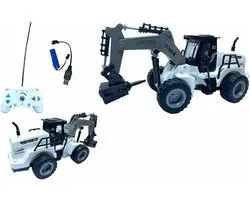 Véhicule de forage RC - 33CM - véhicule de travail speelgoed radio graphique blanc - rechargeable