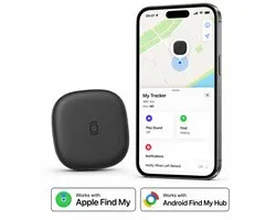 GPS Tracker - Werkt met Apple Find My & Android Find My Device - Smarttag - Locatie Tracker - Real-time Locatie Volgsysteem- Zonder abonnement - Sleutelvinder/Keyfinder - Sleutels, Fiets, Auto, Kat, Hond & Kind - Zwart