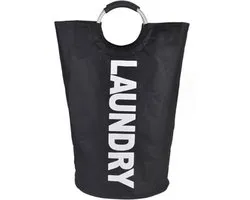 Wasmand - Waszak - Laundry basket - Opvouwbaar - 81L - Zwart