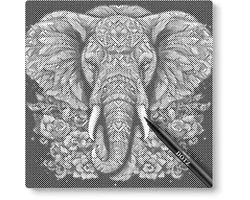 Éléphant avec des fleurs | 50x50cm | Peinture par points | Toile lâche | Peinture au Diamond et Peinture par numéro alternative | Peinture en pointillé