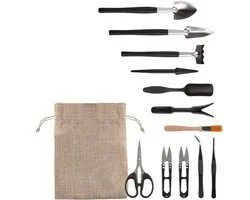 NBAP® Bonsai Starters Kit - Arbre Inclus Avec Outils - Ciseaux - Graines - Petites Pelles - Noir