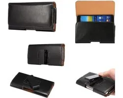 Magnetic Leather Case Belt Clip Rotary 360 for Goophone M8 - Black
