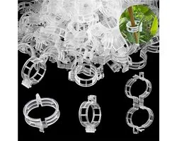 100Pcs Plant Support Clips Reusable Garden Clips, Premium Secure Plastic Plant Clips, Tomato Trellis Clips for Climbing Plants Outdoor Indoor Plants Flowers Vine Fixation Support Clips (White)