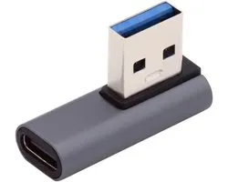 USB-C Connector 90 Graden Links, Plat Profiel naar USB 3.0 A Plug, Data Adapter voor Laptop en Desktop, Snelle Gegevensoverdracht en Duurzaam Ontwerp