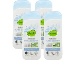 Alverde Naturkosmetik Shampoo Ultra Sensitive | MULTI-VERPAKKING 4x 200 ml - Zonder sulfaten, zonder parfum, zonder alcohol en zonder siliconen