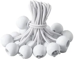 LATRAT Bungee Ball, elastische spanner met bol, elastische touwen met ballen voor luifels, elastische banner, bevestiging (wit 25)