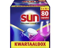 Sun - Vaatwastabletten - Brilliant Shine - All-in-1 - 80 Capsules - Voordeelverpakking