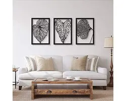 Leafs Wall Mounted Metal Sculpture, Wall Decoration, Wall Decoration Living Room Living Room Bedroom Decoration Women Face 3Pcs x (18.8" x 27.5")