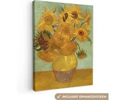 Canvas van Gogh - Zonnebloem - Vincent - Kunst - 60x80 cm - Muurdecoratie