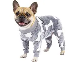 Combinaison chaude pour chien - Pyjama douillet en peluche - Combinaison chaude - Vêtements d'hiver pour animaux - Chaud et doux - Combinaison d'hiver pour animaux - Grijs - Taille M