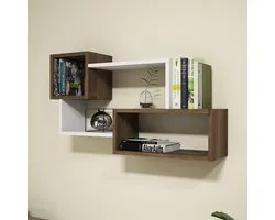 Afro Étagère murale | 100 % MÉLAMINE | Blanc, Noyer - Asir Group - Outlet - Blanc|Brun - Mélamine - Outlet