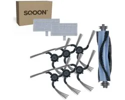 SQOON® kit de remplacement adapté pour robot aspirateur Eufy C10 - kit d'entretien de 9 pièces avec filtres HEPA, brosses latérales et brosse rotative