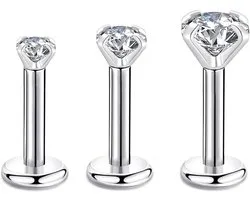 Candyfancy 16G 6mm/8mm Bar 2/3/4mm Cubic Zirconia Gem Oor Kraakbeen Tragus Helix Studs Oorbellen Lip Labret Piercing