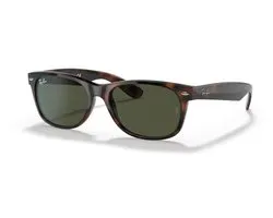 Ray-Ban New Wayfarer RB2132 902 Turtle/Crystal Green, Dark Turtle, 52 mm, klassiek model, donker schildpadpatroon, modern