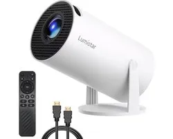 Lumistar Mini Beamer - Projecteur - Modèle 2025 - Android 11.0 - WiFi 6 & Bluetooth 5.2 - Qualité d'image 4k - Wit - Beamer - Câble HDMI inclus - Home Cinéma