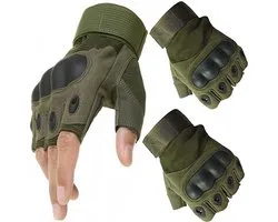 Airsoft Handschoenen - Tactical - Tactical Gloves - Leger - Tactical Handschoenen Hardknuckle - Paintball - Vingerloze - Militair - Groen Maat XL