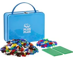 Plus-Plus Basic Reiskoffer 600 delige bouwset blauw - 7002 - Bouwspeelgoed - Constructiespeelgoed - Set met bouwstenen - Vanaf 5 jaar