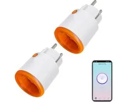 2 stuks Smart Power Plugs: Zigbee Smart Plug met meet- en timerfunctie, Tuya App Control, notification push, Zigbee Hub vereist, 16A stopcontact, compatibel met Alexa, Google Home