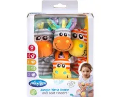 Playgro Jungle Pols- en Voetrammelaarset Zebra & Giraf - Set van 4 stuks, 2 polsbandjes en 2 rammelsokjes -Speelgoed Baby - Speelgoed 1 jaar - Kraamcadeau - Baby geschenkset