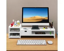Monitorstandaard met lade organizer wit