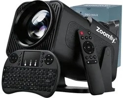 Zoomly® Pro Beamer - Projecteur - Mini Beamer - Full HD - 4k pris en charge - Home Cinema - Android 12.0 - WiFi 6 & Bluetooth 5.2 - 200 ANSI - Wit