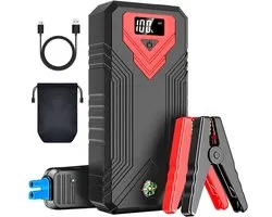Jumpstarter Auto 24000mAh – 3000A Starthulp met Compressor – 12V Accu Booster Powerbank – LED Zaklamp & SOS Noodlicht – Geschikt voor Benzine & Diesel – Incl. Opbergtas